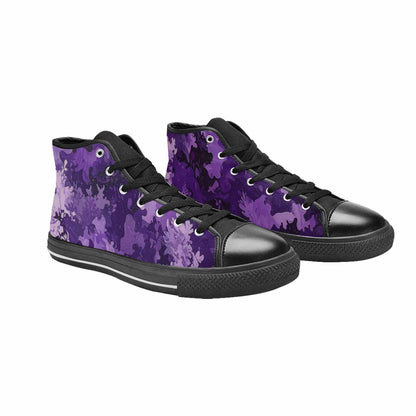 WOMEN'S Military Camouflage Blotch High Top Canvas Vibrant Chaos Sneakers