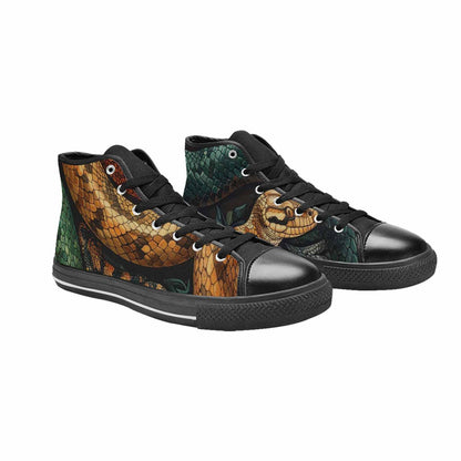 MEN'S Snake Skin Reptile High Top Canvas Neon Fantasy Custom Sneakers