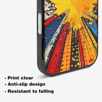 iPhone 16 Case — Comic Halftone Comic Bursts Pattern Hundreds, Customized Protective Case