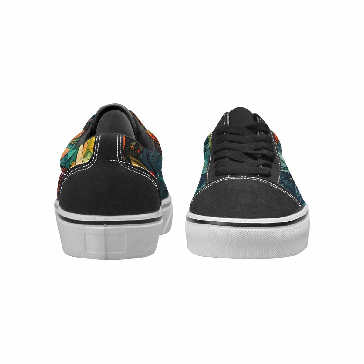 WOMEN'S Dinosaur Silhouette Canvas Lace-Up Vibrant Chaos Custom Shoes