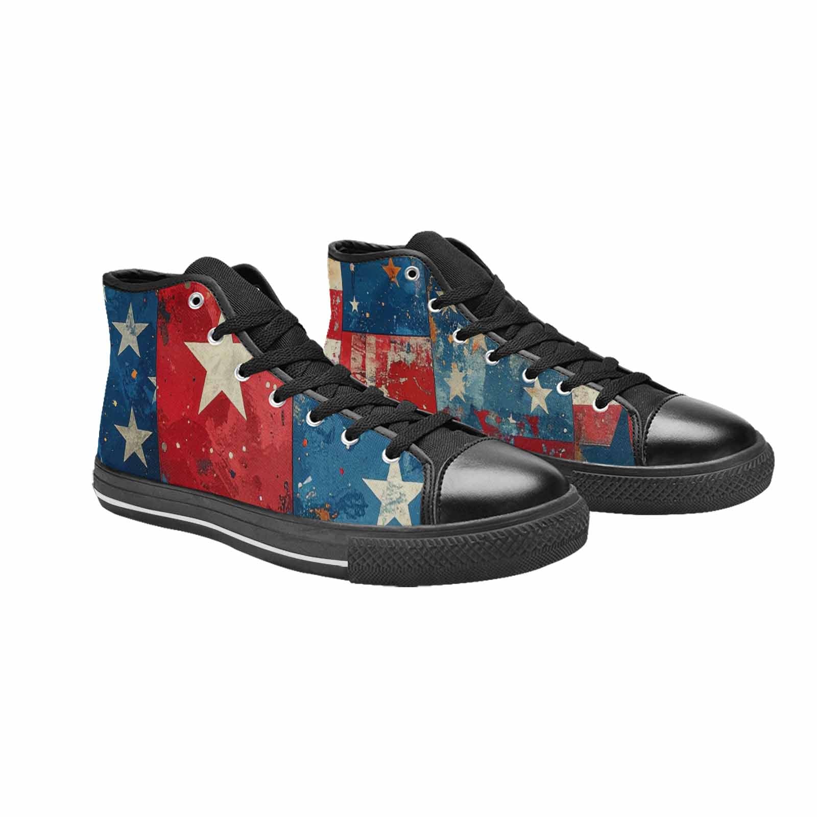 MEN'S American Flag Stars High Top Canvas Vibrant Chaos Sneakers