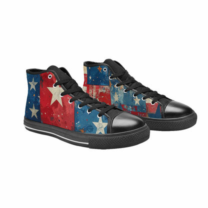 MEN'S American Flag Stars High Top Canvas Vibrant Chaos Sneakers