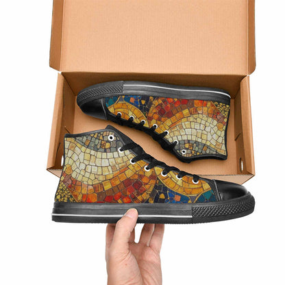 MEN'S Klimt-Style Gold Leaf High Top Canvas Wallpaper Art Custom Shoes