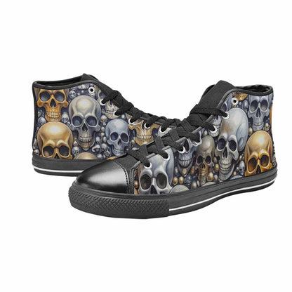 WOMEN'S Skulls - Metallic-Chrome- High Top Canvas Cottagecore Shoes