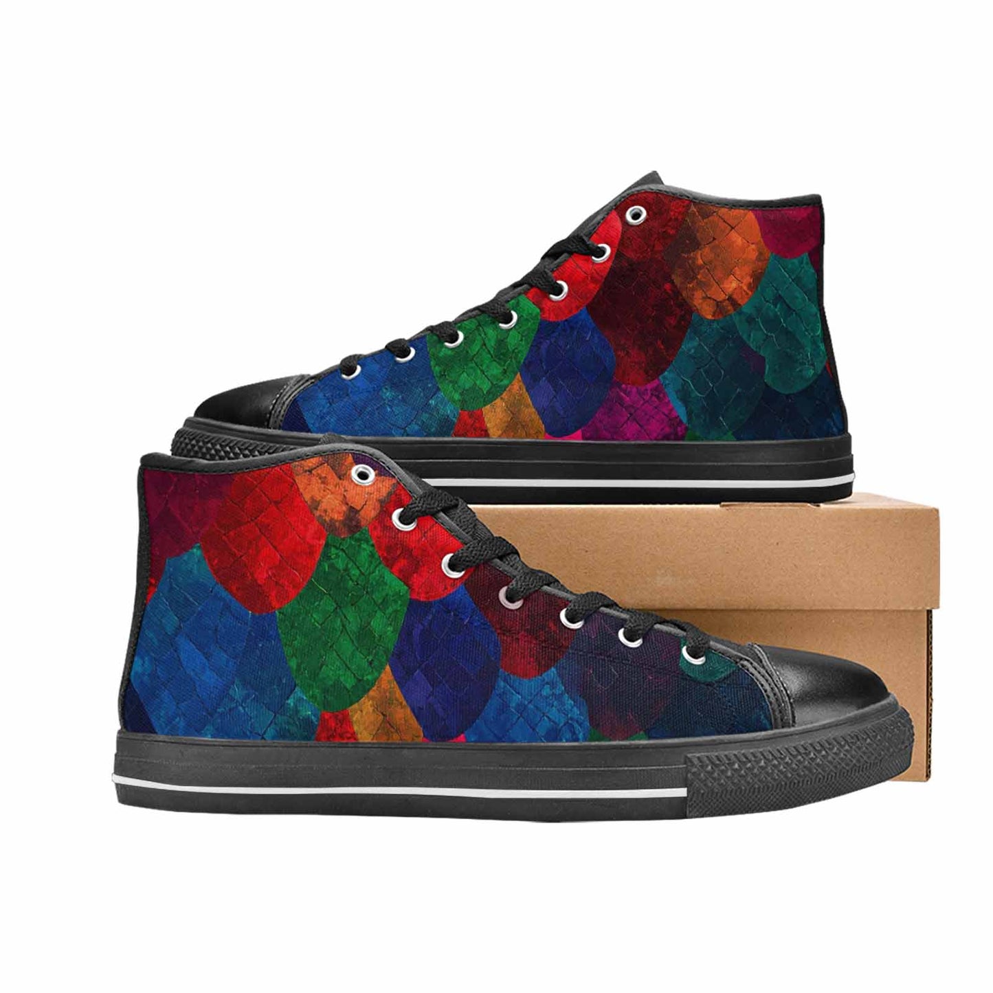 WOMEN'S Dark Snake Print High Top Canvas Cottagecore Custom Sneakers