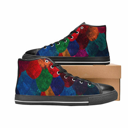 WOMEN'S Dark Snake Print High Top Canvas Cottagecore Custom Sneakers