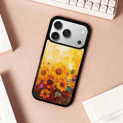 iPhone 17 Pro Case — Impressionist Sunflower Brushstroke Pattern Hundreds Floral, Custom Print Case Cover