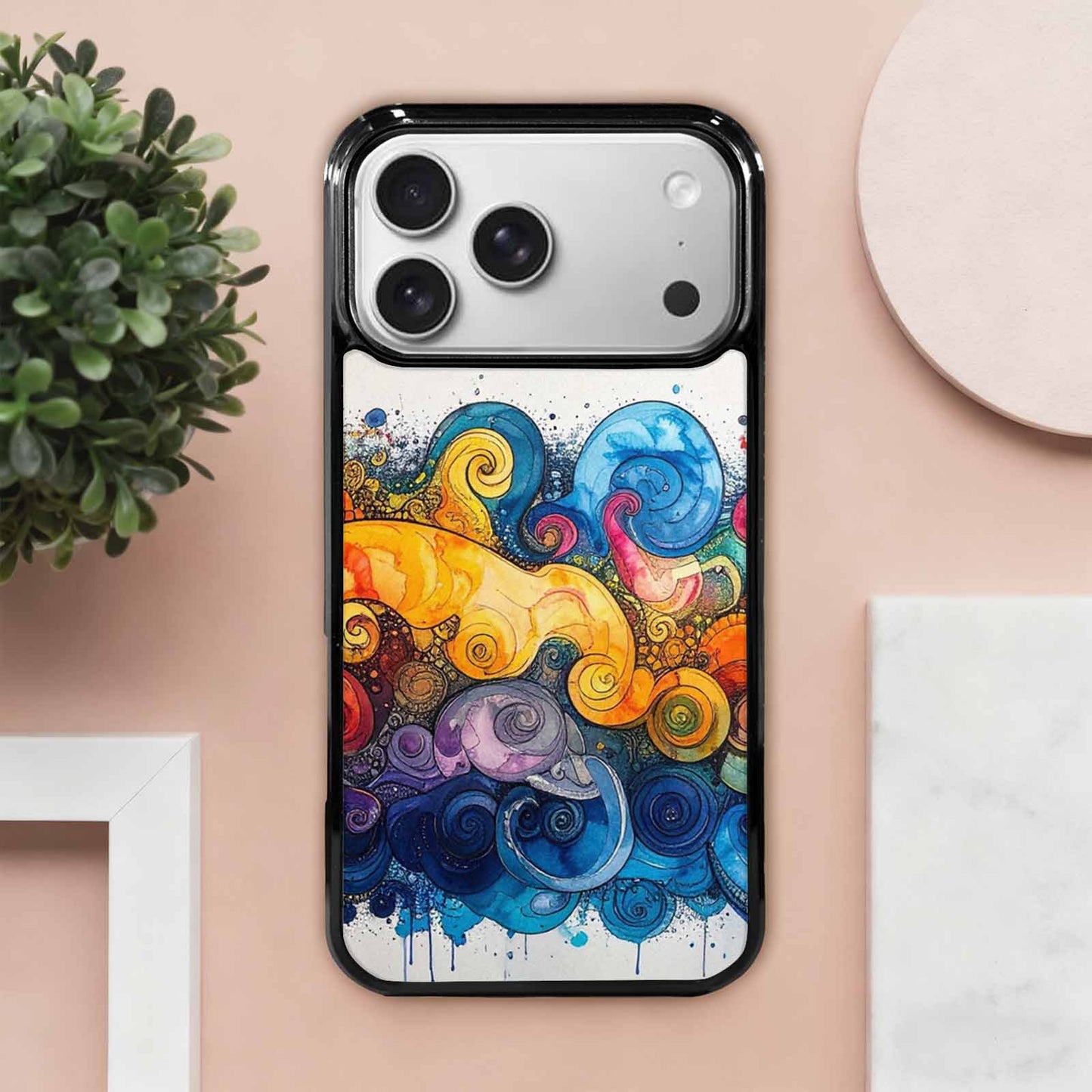 iPhone 17 Pro Max Case — Tie Dye Swirls (black Tie Dye, Custom Printed Phone Case