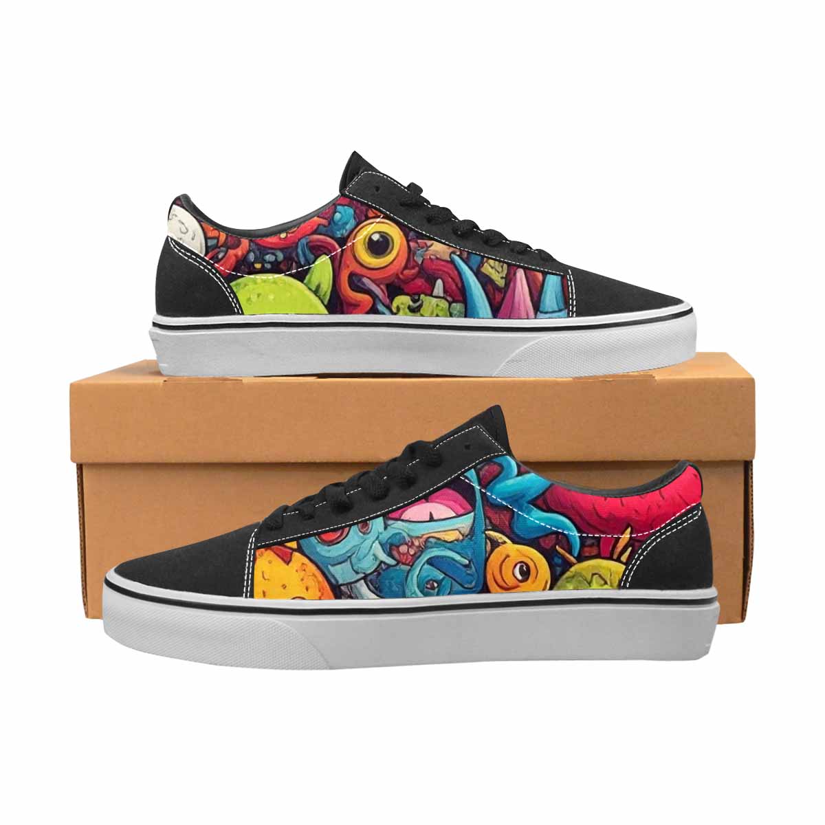 MEN'S Cartoon Monster Character Canvas Lace-Up Grunge Custom Shoes