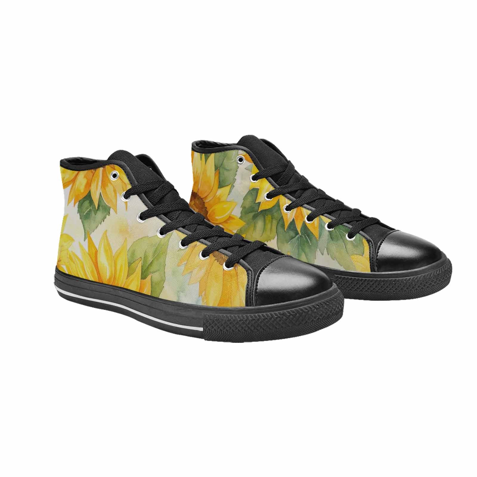 MEN'S Sunflowers Watercolor High Top Canvas Surreal Custom Sneakers