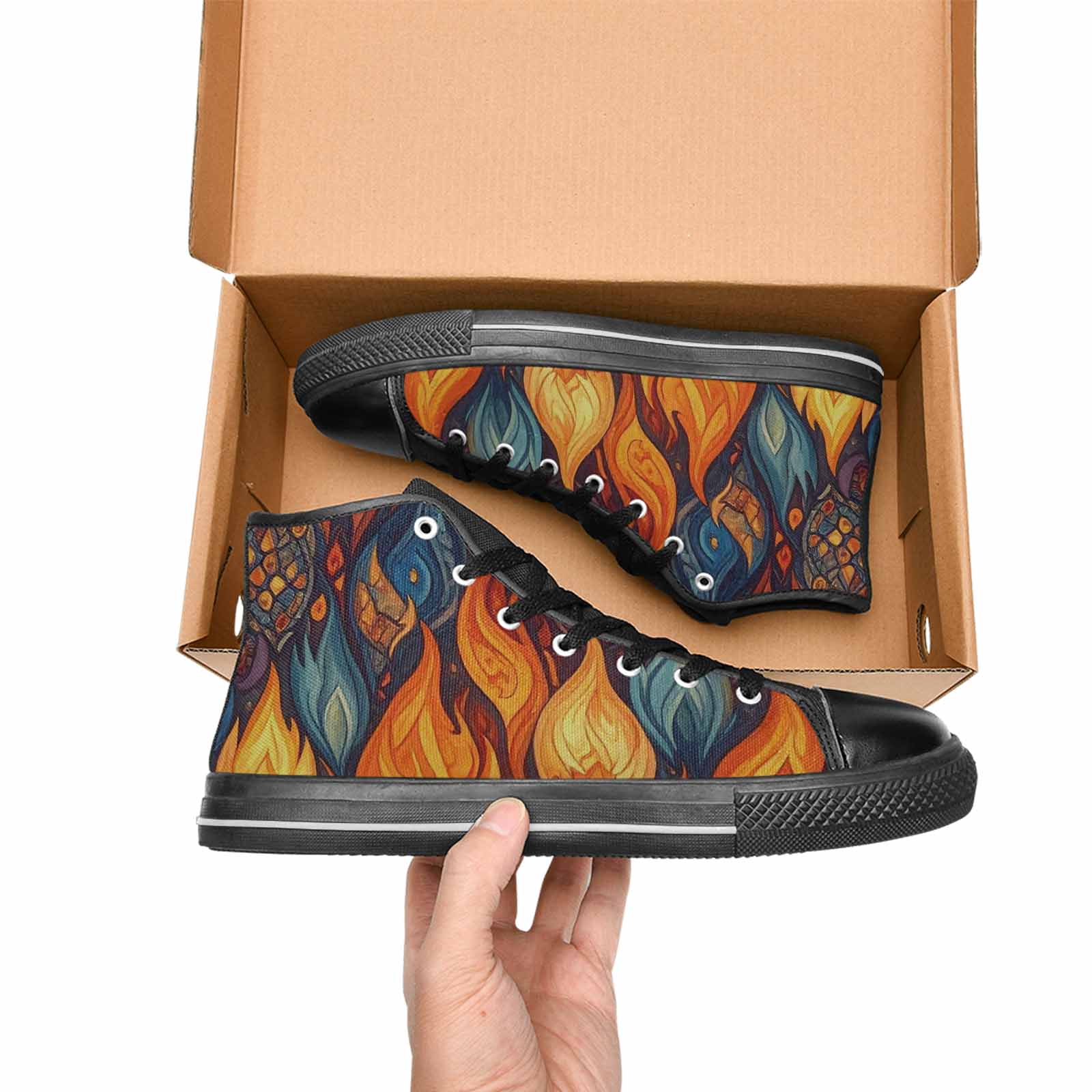 MEN'S Fire Flame High Top Canvas Dark Academia Sneakers