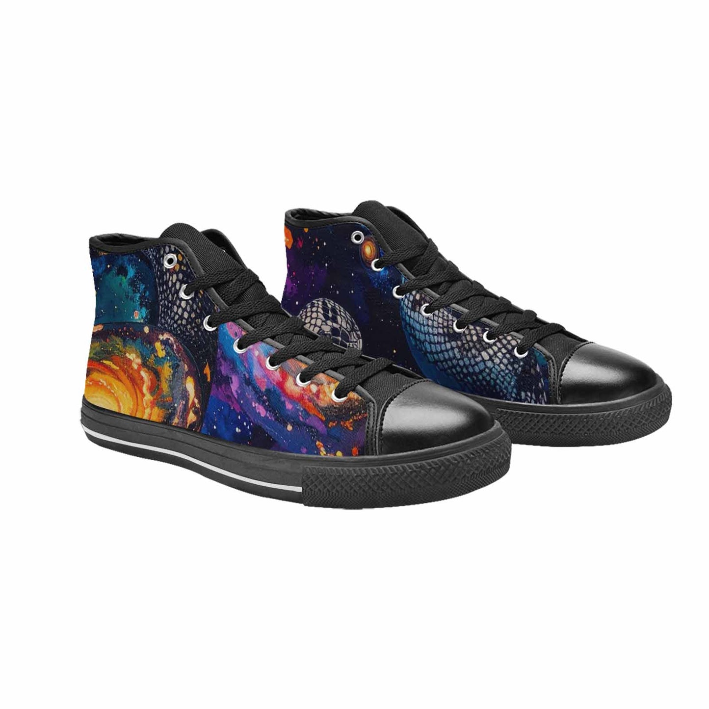 MEN'S Galaxy Snake Print High Top Canvas Wallpaper Art Sneakers