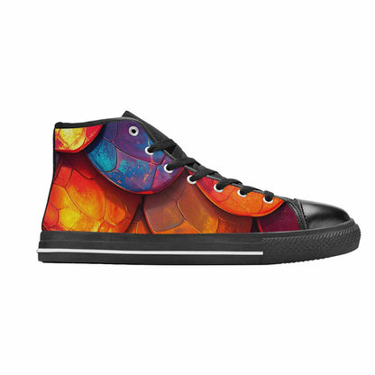 WOMEN'S Dark Snake Print High Top Canvas Neon Fantasy Custom Sneakers