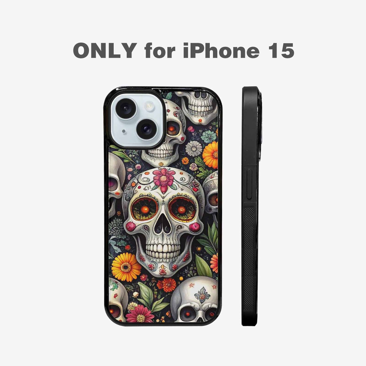 iPhone 15 Case — Greyscale Black And White Dark Black, Personalized Phone Case