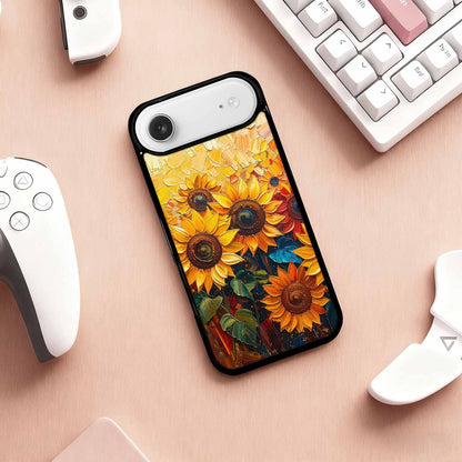iPhone 17 Air Case — Impressionist Sunflower Brushstroke Pattern Hundreds Floral, Custom Art Phone Cover