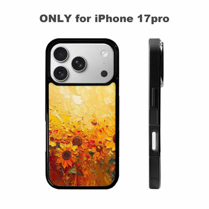 iPhone 17 Pro Case — Impressionist Sunflower Brushstroke Pattern Hundreds Floral, Custom Art Phone Cover