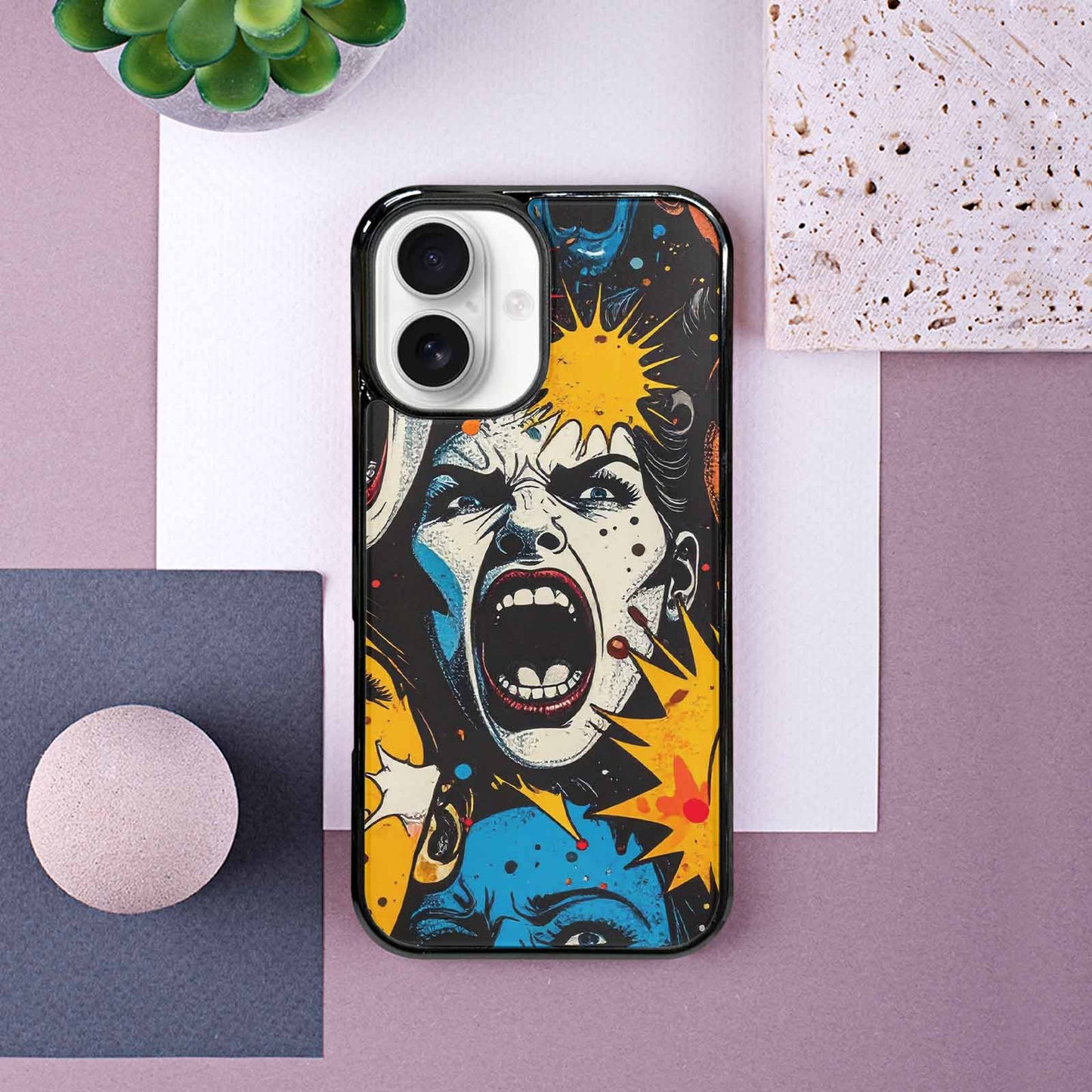 iPhone 16 Case — Comic Book Scream Comic Book Scream, Personalized Phone Case