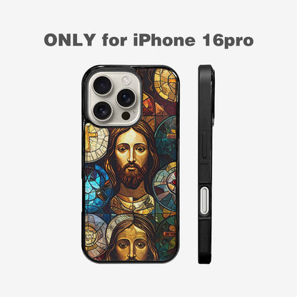 iPhone 16 Pro Case — Jesus Face Small Cross And Faith, Custom Phone Case