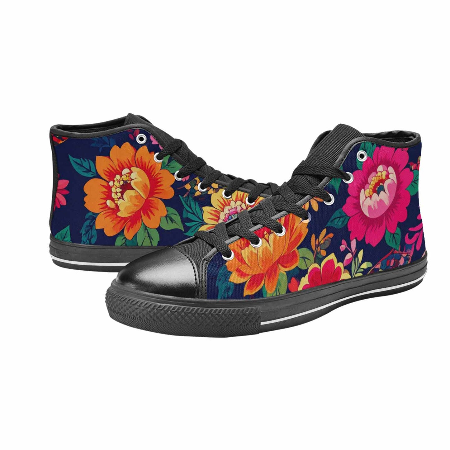 MEN'S Floral Snake Print High Top Canvas Surreal Sneakers
