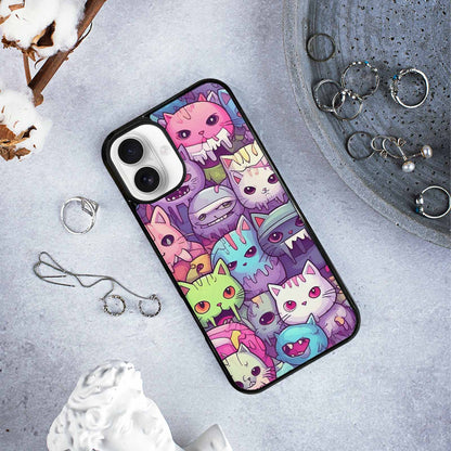 iPhone 16 Plus Case — Pastel Gore Cat Character Pattern Hundreds, Custom Printed Phone Case