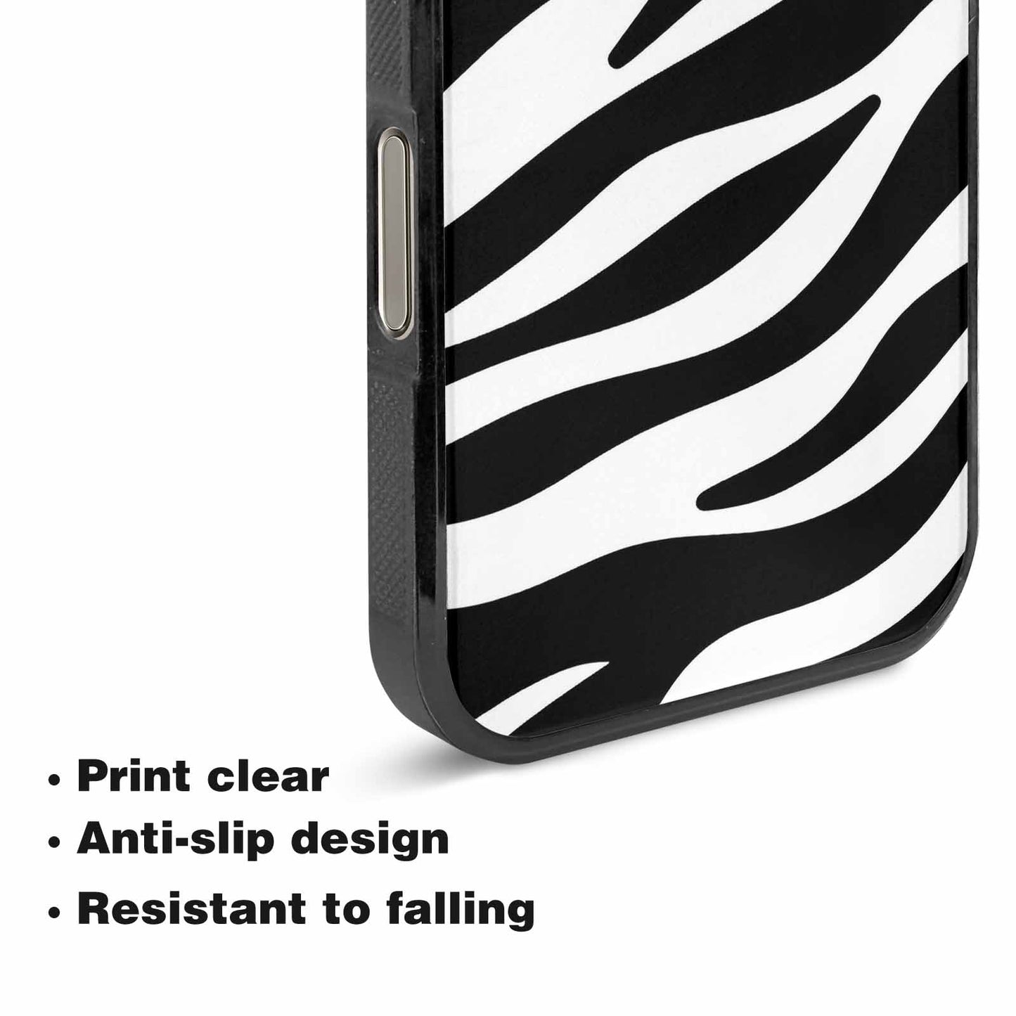 iPhone 16 Pro Max Case — Zebra Print Black White Custom, Custom Designed Case Cover