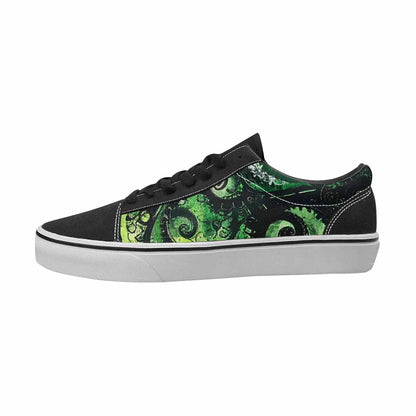 WOMEN'S Tie Dye Black & Green Ink Canvas Statement Vibrant Chaos Original Art Sneakers