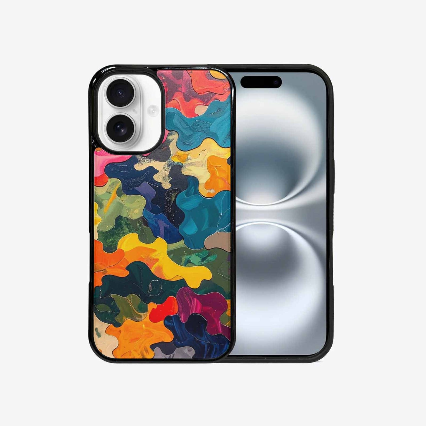 iPhone 16 Case — Camo Patches Full Color Vibrant Camo, Original Design Phone Case