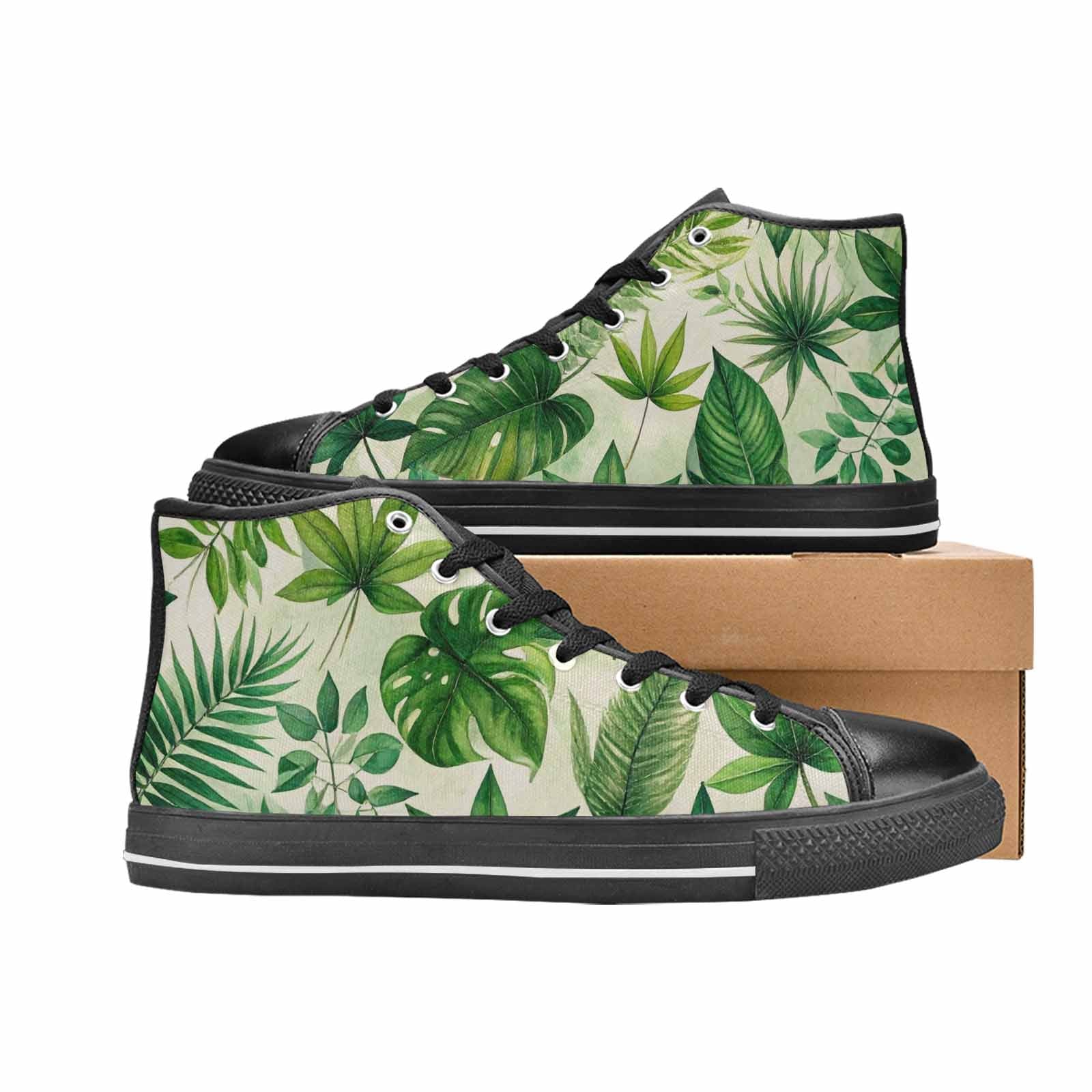 MEN'S Seven-Point Palmate Leaf High Top Canvas Vibrant Chaos Sneakers
