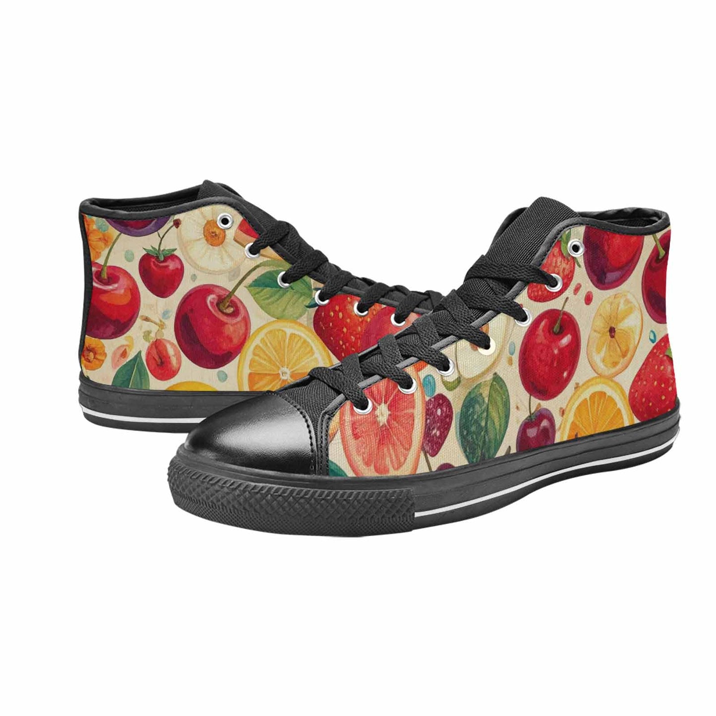 WOMEN'S Cherry Fruit Print High Top Canvas Cottagecore Custom Shoes