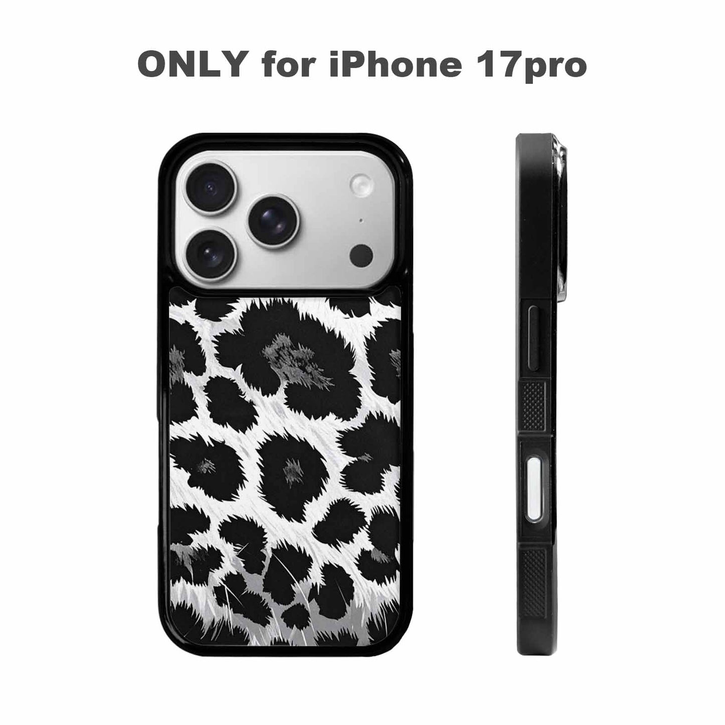 iPhone 17 Pro Case — Leopard Print Black And White Animal, Custom Printed Phone Case