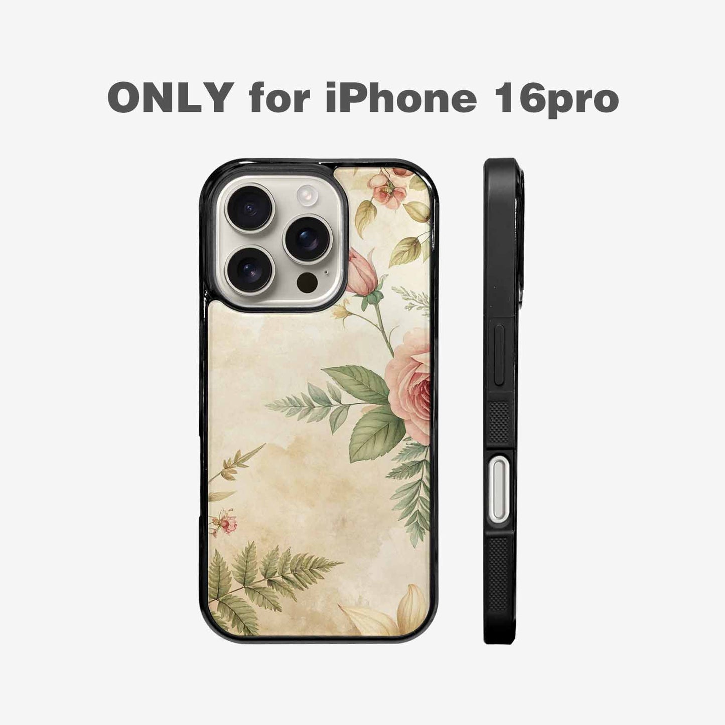 iPhone 16 Pro Case — Vintage Botanical Art Pattern, Custom Art Phone Cover