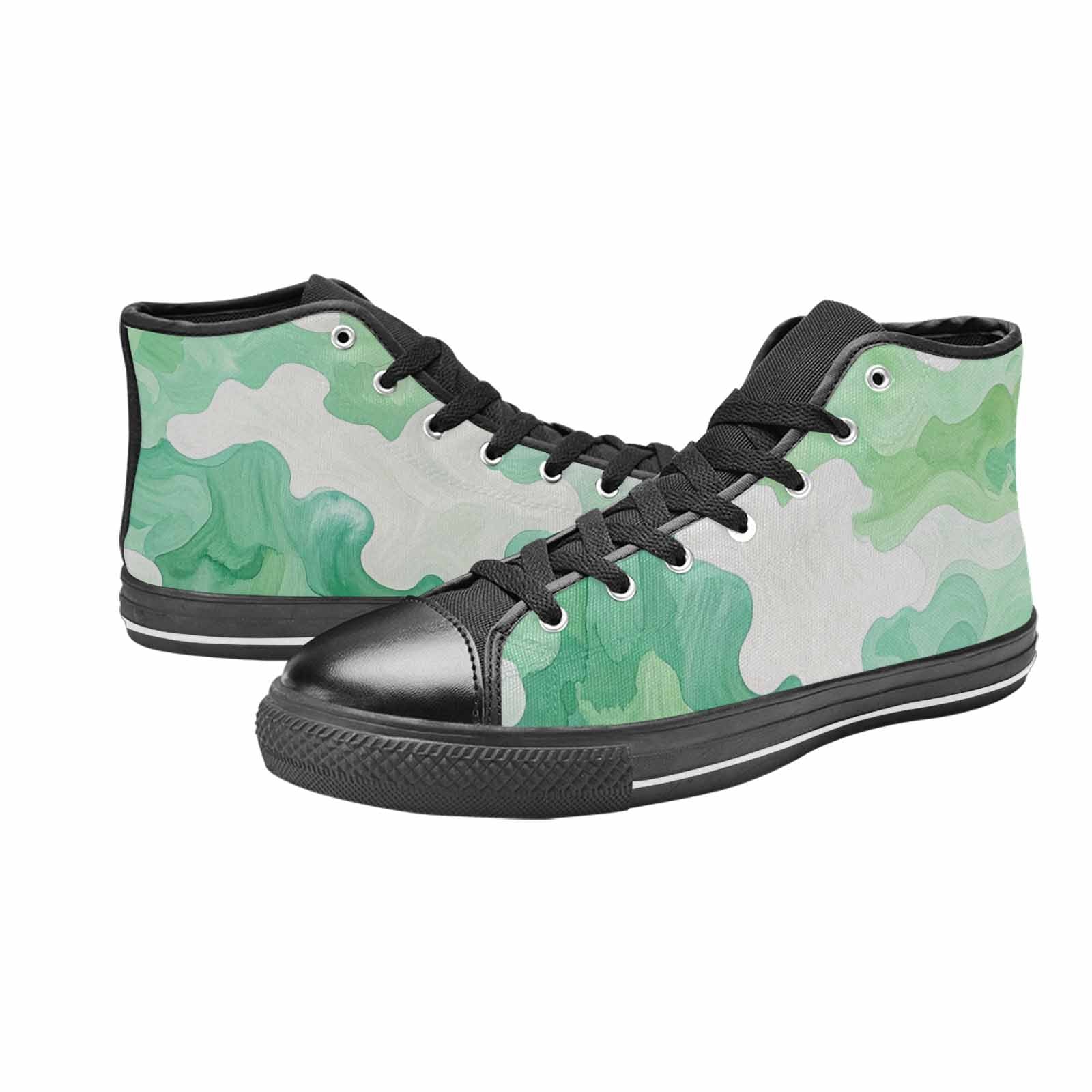 WOMEN'S Camo Mint Green White High Top Canvas Y2K Custom Sneakers