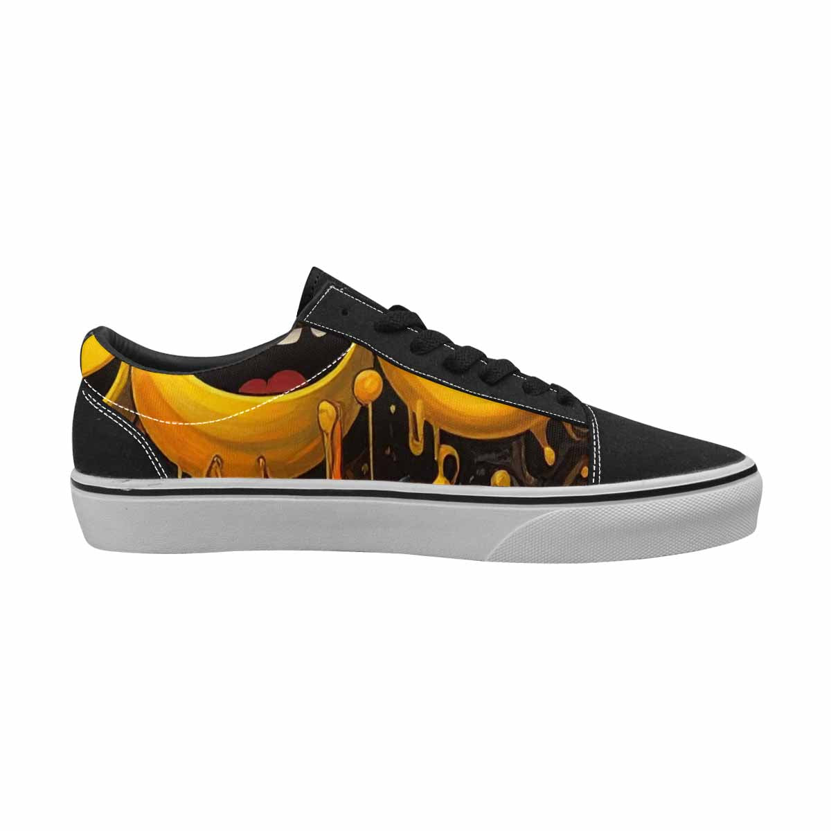 WOMEN'S Melting Moon Smiley — Lace-Up Canvas Grunge Custom Shoes
