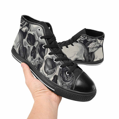 WOMEN'S Skulls Roses Pen Ink High Top Canvas Y2K Custom Sneakers