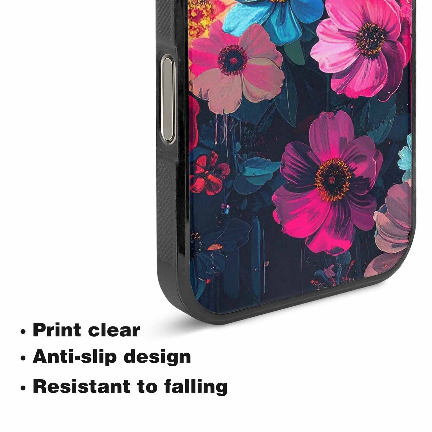 iPhone 16 Pro Max Case — Shadowy Glitch Floral Pattern Hundreds Of, Custom Print Case Cover