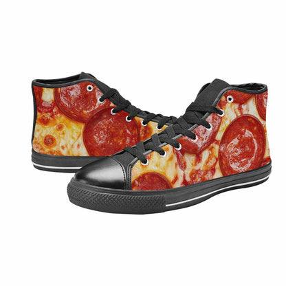 MEN'S Pepperoni Pizza Print High Top Canvas Surreal Sneakers