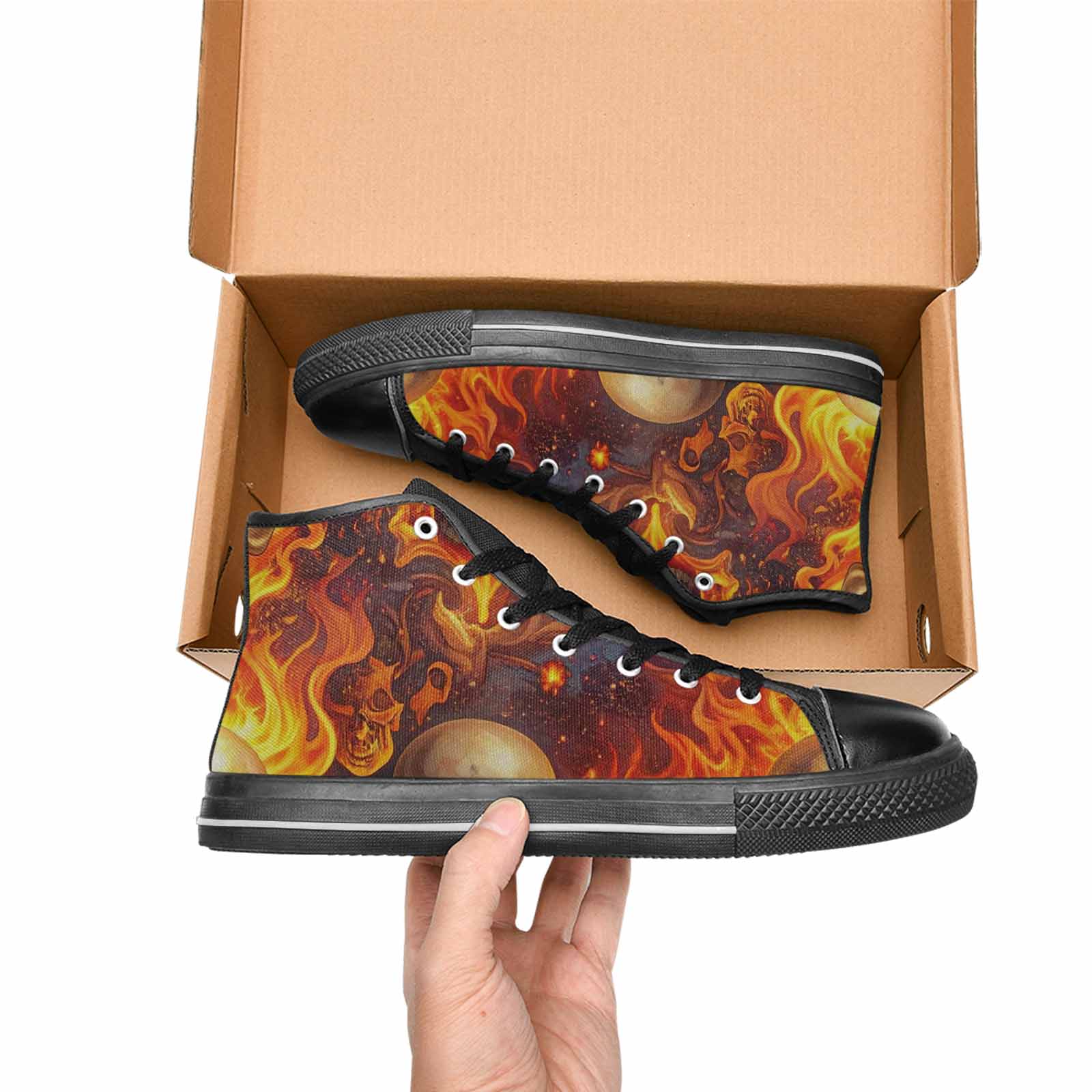 MEN'S Skulls - Flaming High Top Canvas Dreamcore Custom Shoes