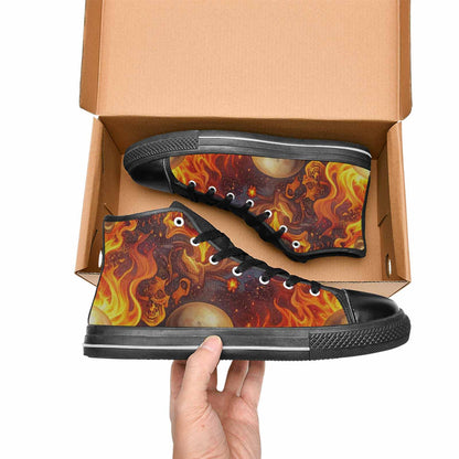 MEN'S Skulls - Flaming High Top Canvas Dreamcore Custom Shoes