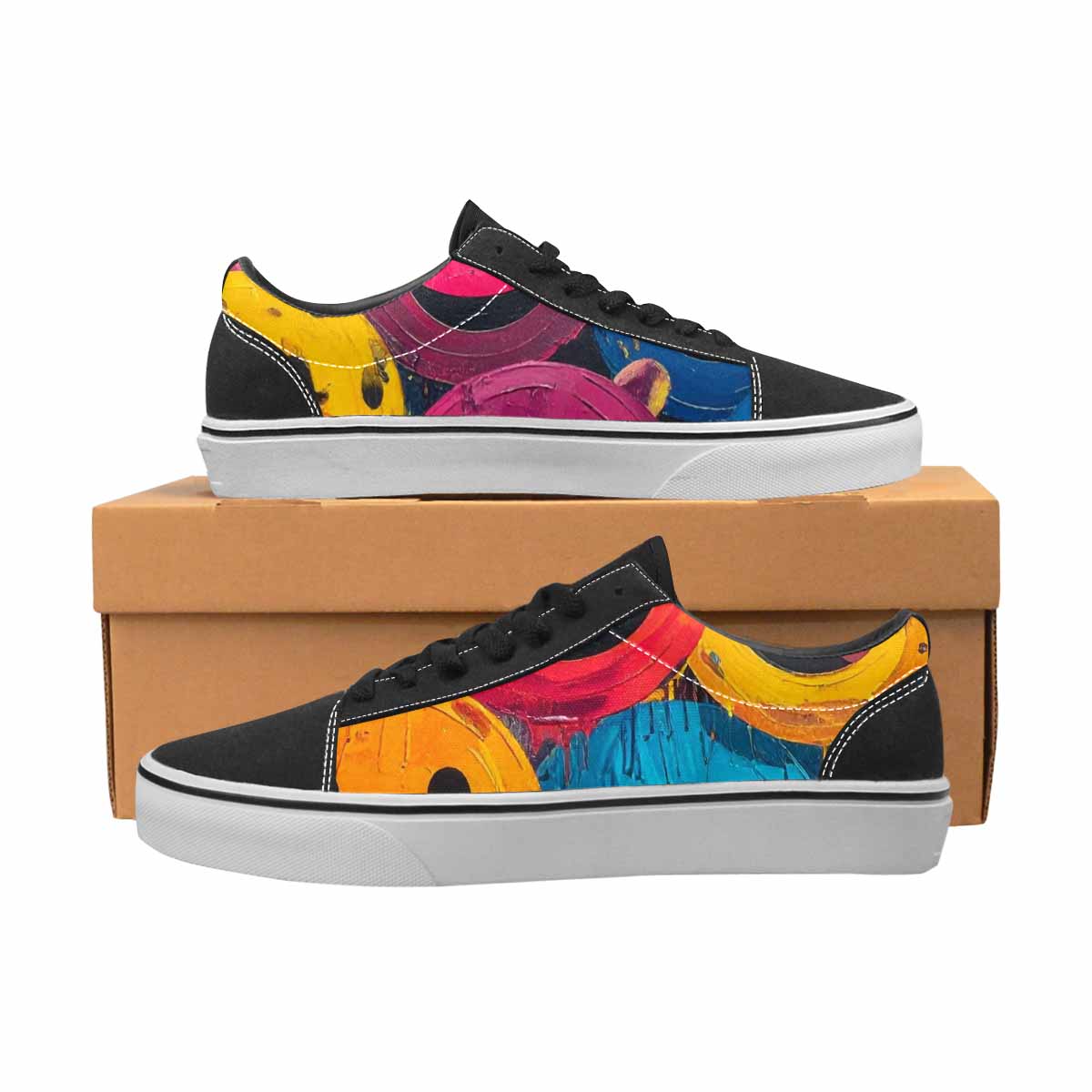 WOMEN'S Smiley Faces  Animal Lace-Up Canvas Surreal Shoes