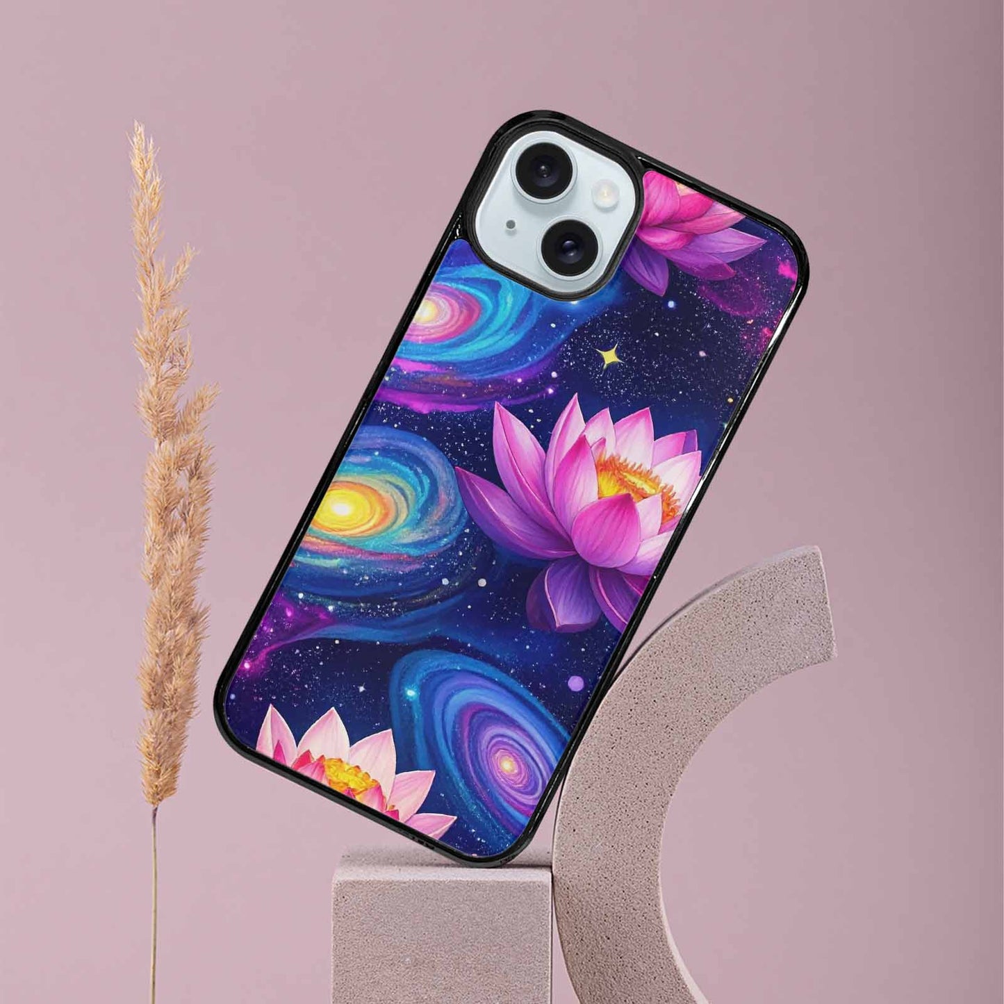 iPhone 15 Plus Case — Lotus Galaxy Art Seamless Pattern Vibrant, Custom Printed Phone Case