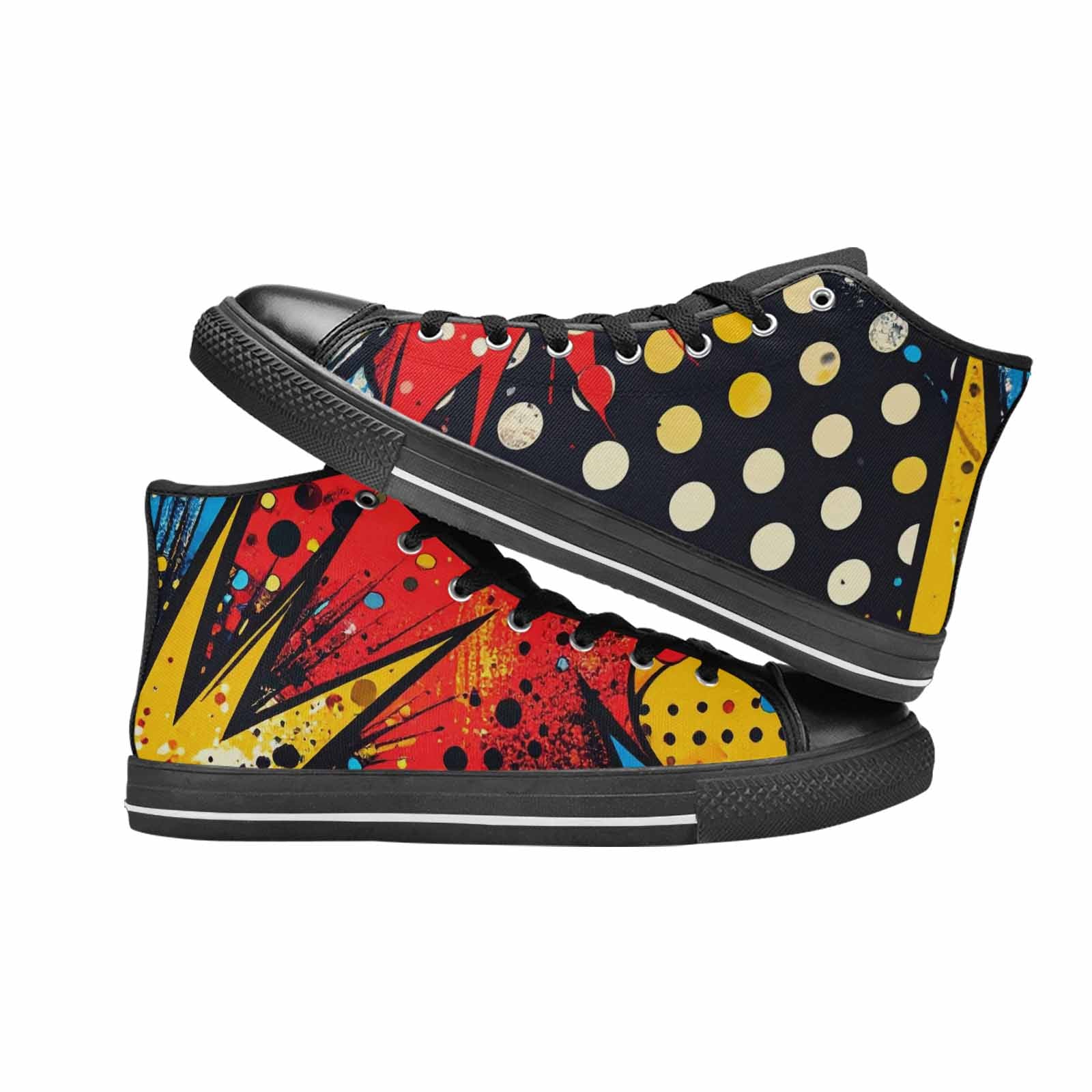 WOMEN'S Comic Book Halftone High Top Canvas Wallpaper Art Custom Shoes
