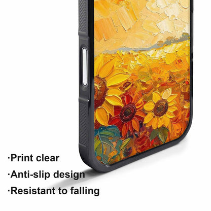 iPhone 17 Pro Max Case — Impressionist Sunflower Brushstroke Pattern Floral, Custom Phone Case