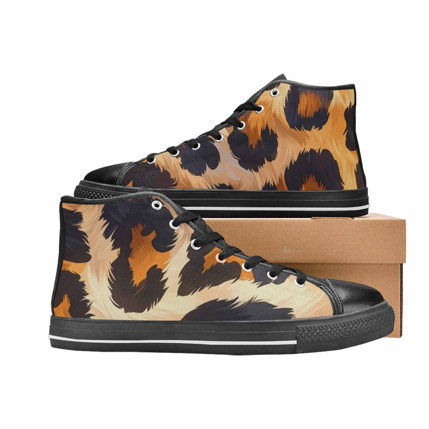 MEN'S Leopard Soft Airbrush Gradient High Top Canvas Surreal Custom Sneakers