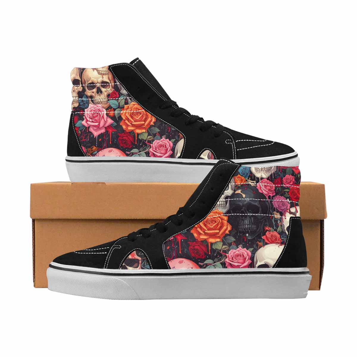 MEN'S Skulls High Top Canvas Made To Order Aesthetic Shoes