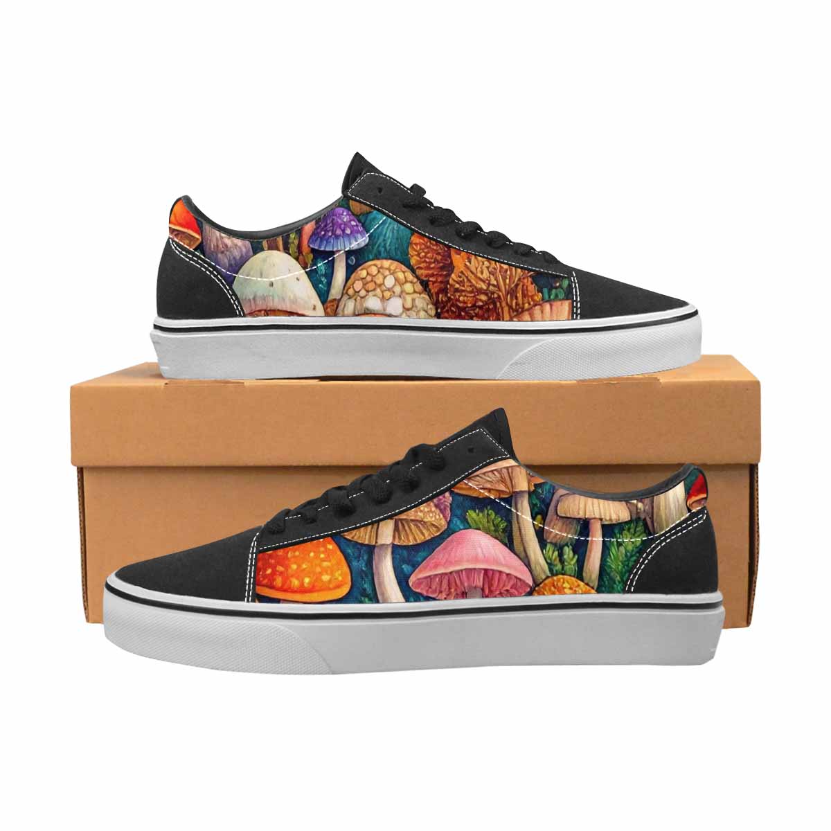 WOMEN'S Mushrooms (general) Mushrooms Pa Lace-Up Canvas Cottagecore Sneakers