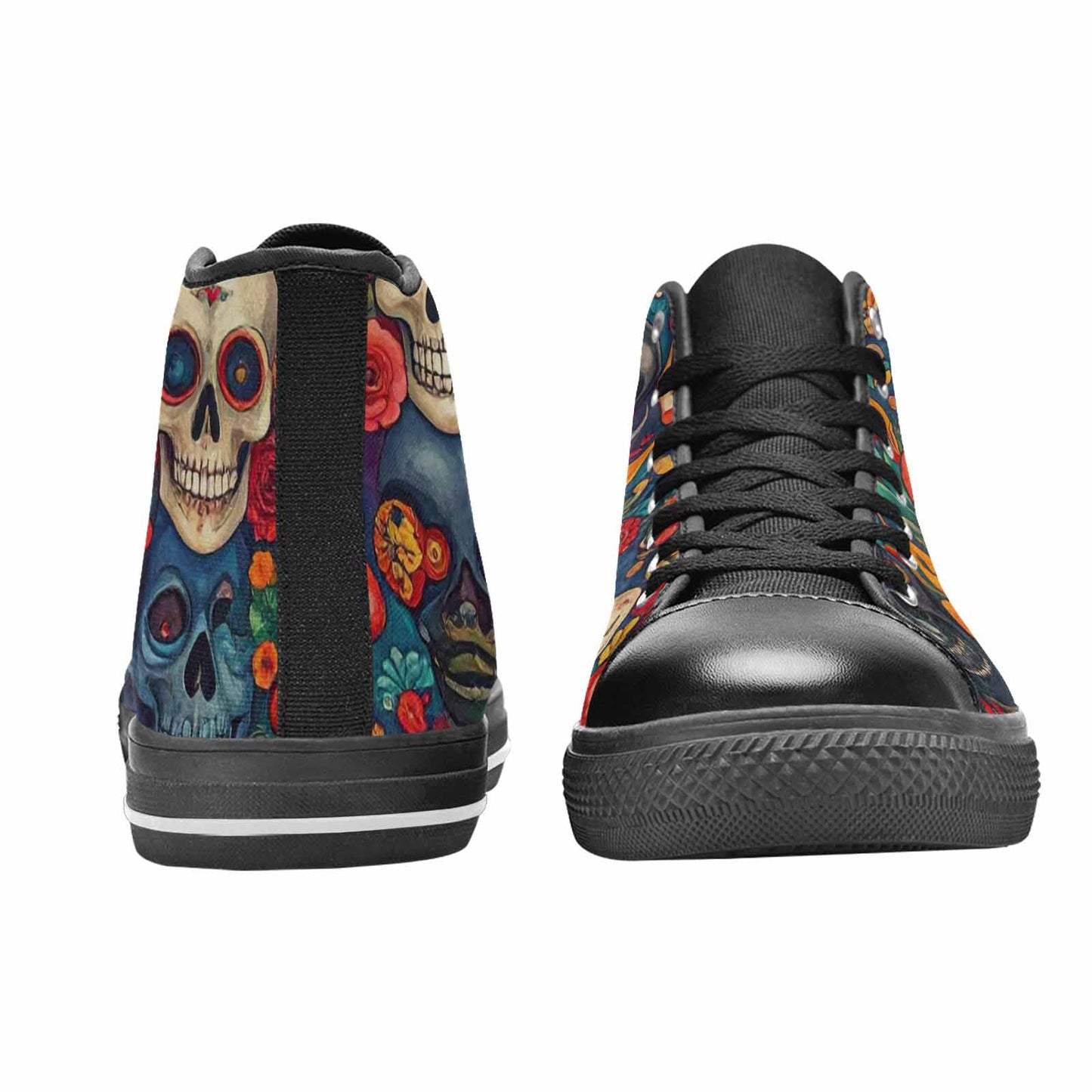 MEN'S Skull High Top Canvas Wallpaper Art Sneakers