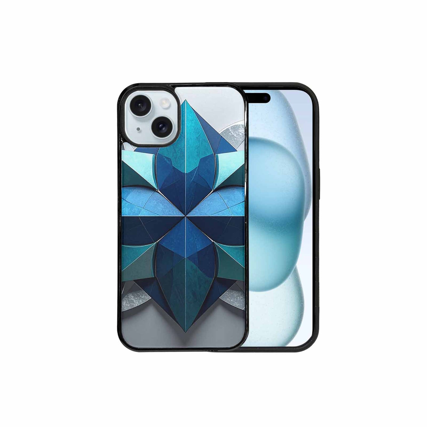 iPhone 15 Plus Case — Geometric Origami Art Pattern, Custom Print Case Cover