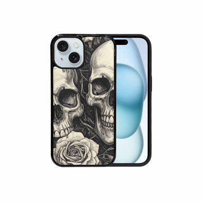 iPhone 15 Case — 20 Skulls Overlapping Seamless Tileable Pattern, Custom Designed Case Cover