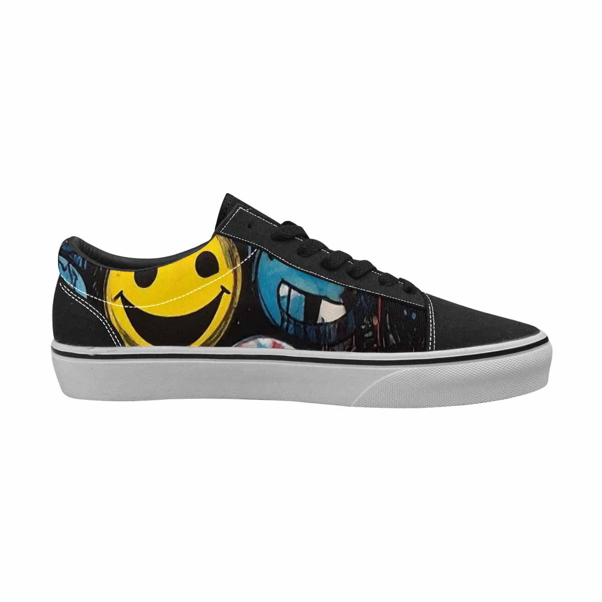 WOMEN'S Melting Moon Smiley Lace-Up Canvas Dark Academia Custom Sneakers