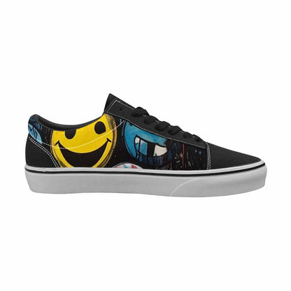 WOMEN'S Melting Moon Smiley Lace-Up Canvas Dark Academia Custom Sneakers